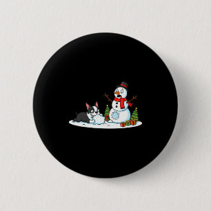 Chapa Redonda De 5 Cm Boston Terrier Muñeco de Nieve Árbol de Navidad Xm