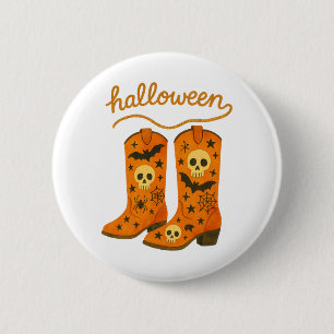 Chapa Redonda De 5 Cm Botas de Halloween Espeluznante Western Rodeo