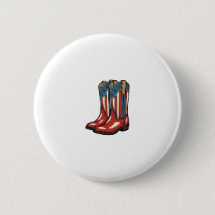 Chapa Redonda De 5 Cm Botas de vaquera patrióticas vintage Camisa occide