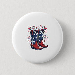 Chapa Redonda De 5 Cm Botas de vaquero patrióticas Diseño de camisa occi
