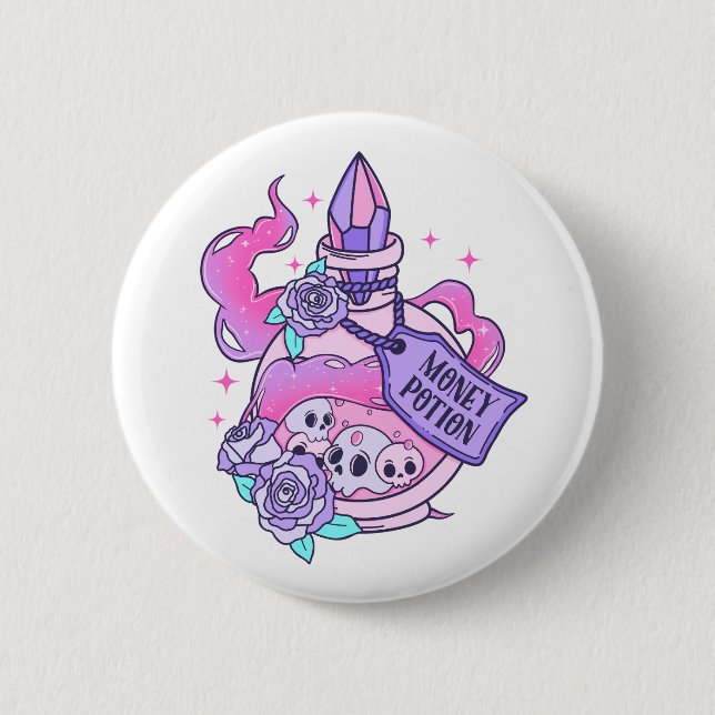 Chapa Redonda De 5 Cm Botella de poción de halloween rosa (Anverso)