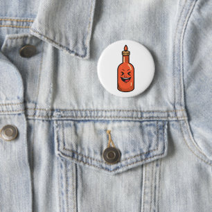 Chapa Redonda De 5 Cm Botella de Salsa Picante de Dibujos Animados Adora