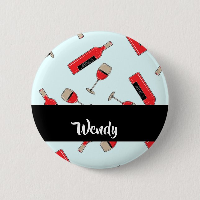 Chapa Redonda De 5 Cm Botellas de vino rojo y patrón de gafas (Anverso)