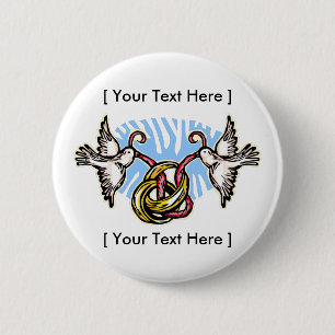 Chapa Redonda De 5 Cm Botón: Anillos y palomas