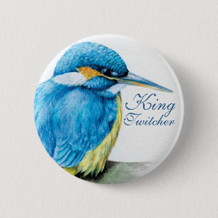 Chapa Redonda De 5 Cm Botón/insignia de rey Twitcher del martín pescad