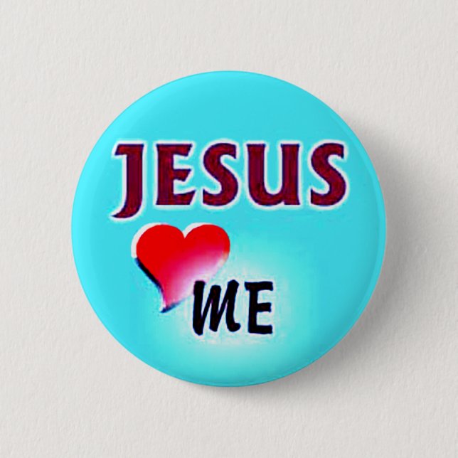 Chapa Redonda De 5 Cm Botón-Jesús me ama (Anverso)
