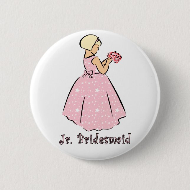 Chapa Redonda De 5 Cm Botón: Jr Bridesmaid (Anverso)
