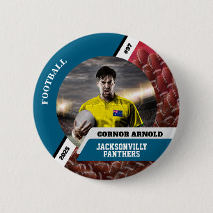 Chapa Redonda De 5 Cm Botón/pin de fútbol deportivo con foto personaliza