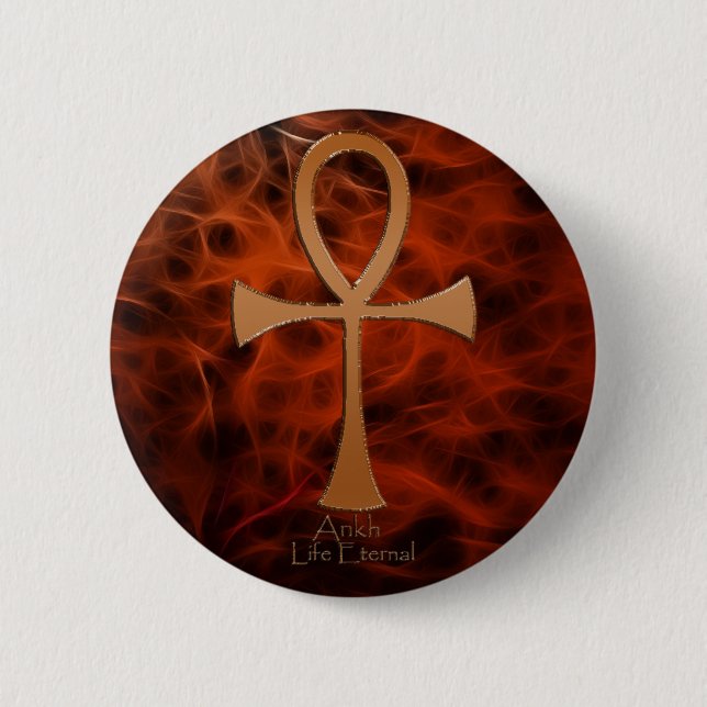 Chapa Redonda De 5 Cm Botones ANKH de efecto cobre rojo fractal (Anverso)