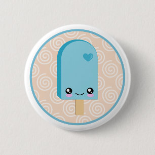 Chapa Redonda De 5 Cm Botones azules de Kawaii de la aguamarina bonita