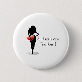 Chapa Redonda De 5 Cm Botones chica joven con corazón rojo