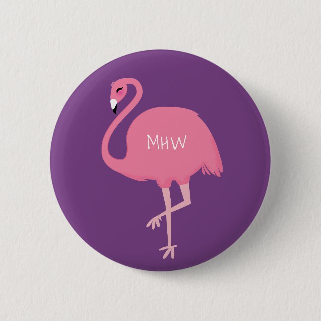 Chapa Redonda De 5 Cm Botones Cute Flamingo (Anverso)