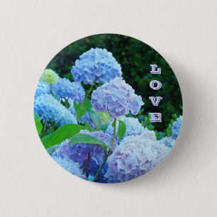 Chapa Redonda De 5 Cm botones de AMOR Hortensias Azules Jardín