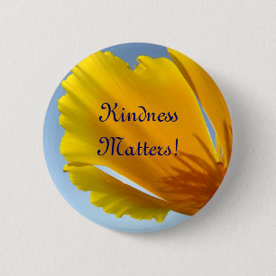 Chapa Redonda De 5 Cm Botones de Flores Amapola Naranja Kindness Matters