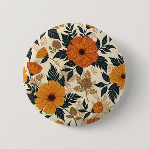 Chapa Redonda De 5 Cm Botones de geometría floral negrita