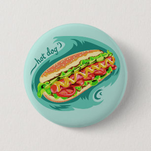 Chapa Redonda De 5 Cm Botones de Ilustracion de Perro caliente