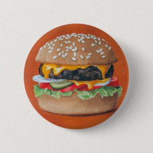 Chapa Redonda De 5 Cm Botones de Ilustracion Hamburger