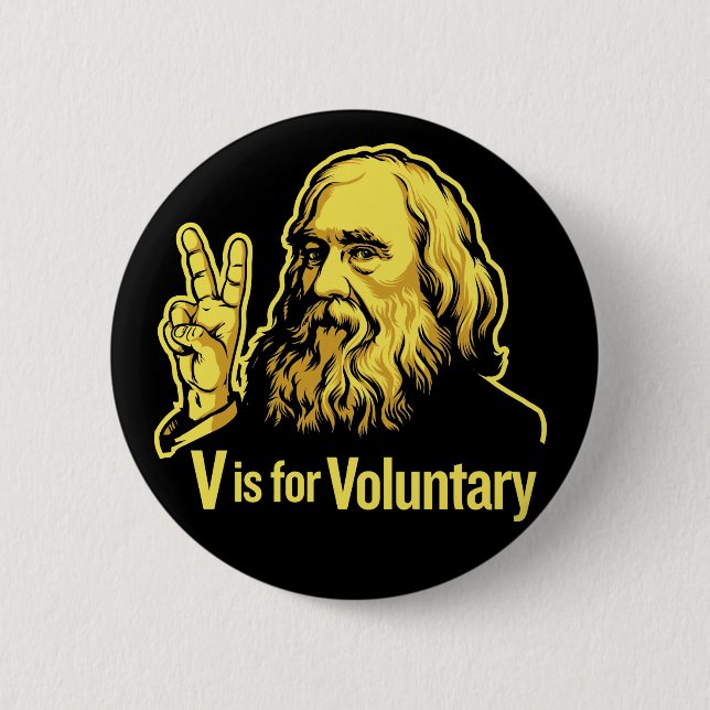 Chapa Redonda De 5 Cm Botones de Lysander Spooner Voluntaryism (Anverso)