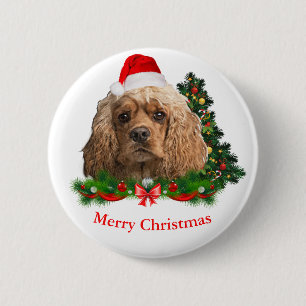 Chapa Redonda De 5 Cm botones de Navidad de cocker spaniel