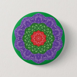 Chapa Redonda De 5 Cm Botones de Navidades Verde Púrpura Festividad