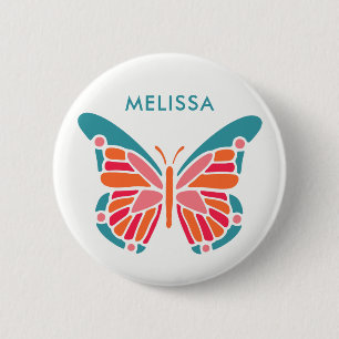 Chapa Redonda De 5 Cm Botones de nombre personalizados de mariposa estil