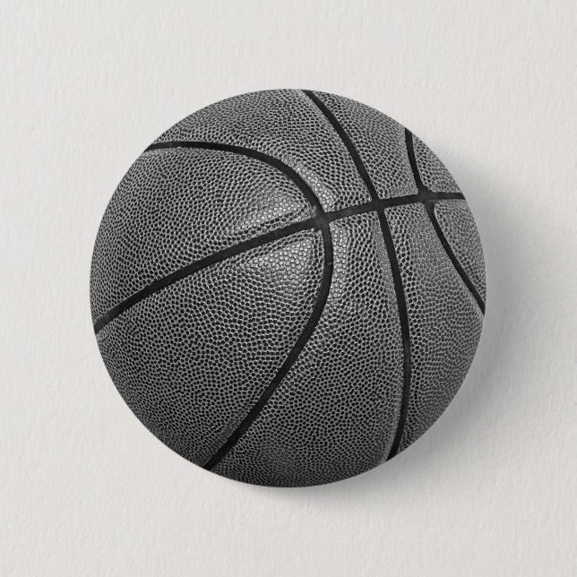 Chapa Redonda De 5 Cm Botones de Pinback de Baloncesto de Escala de Gris (Anverso)