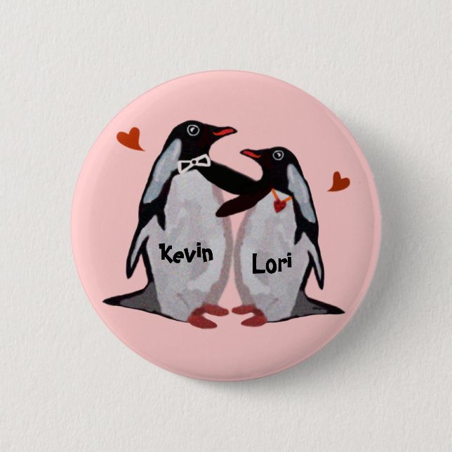 Chapa Redonda De 5 Cm Botones de Pinback del amor del pingüino (Anverso)
