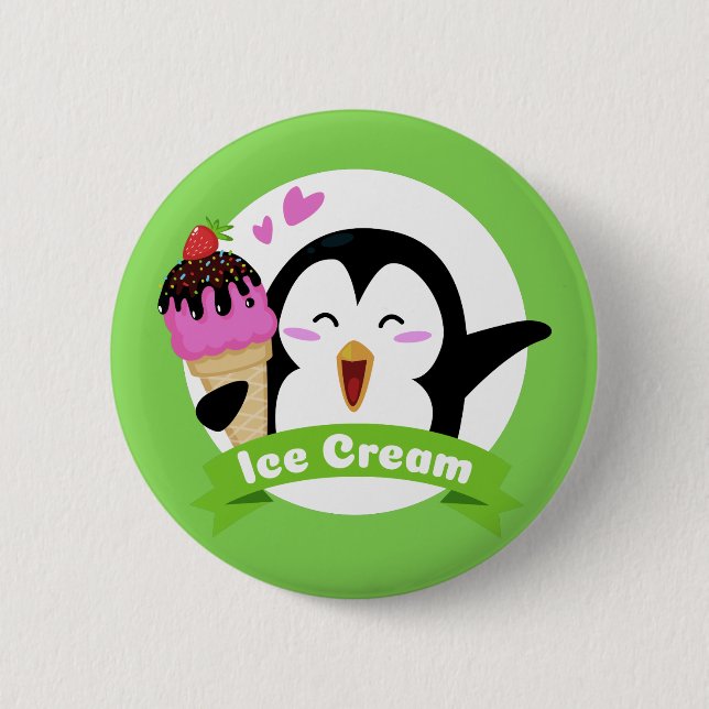 Chapa Redonda De 5 Cm Botones de pingüino de helado (Anverso)