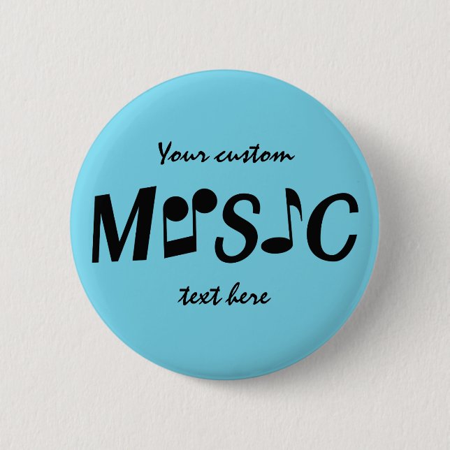 Chapa Redonda De 5 Cm Botones de texto y color de personalizado MUSIC (Anverso)
