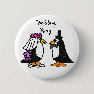 Chapa Redonda De 5 Cm Botones del banquete de boda del pingüino del BA