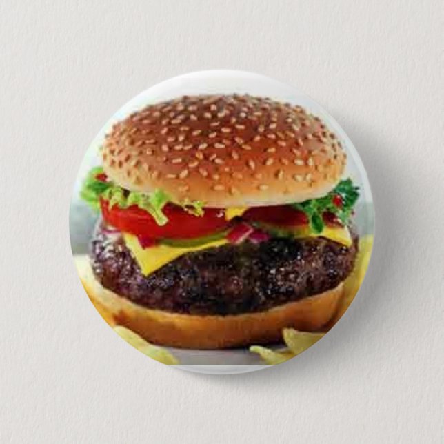 Chapa Redonda De 5 Cm botones del cheeseburger (Anverso)