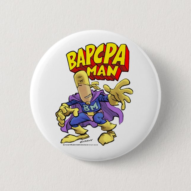 Chapa Redonda De 5 Cm Botones del hombre de BAPCPA (Anverso)