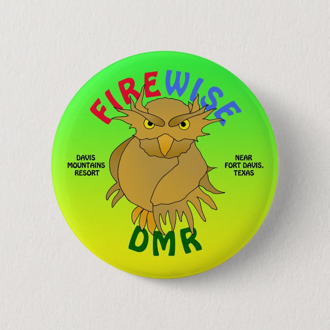 Chapa Redonda De 5 Cm Botones DMR Firewise Owl y más (verde) (Anverso)
