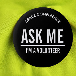 Chapa Redonda De 5 Cm Botones negros para los voluntarios