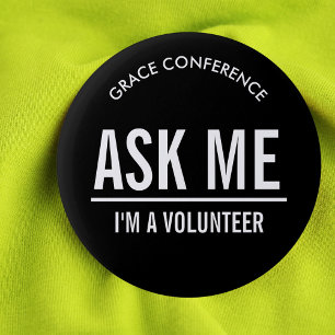 Chapa Redonda De 5 Cm Botones negros para los voluntarios