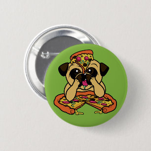 Chapa Redonda De 5 Cm Botones Pizza Pug