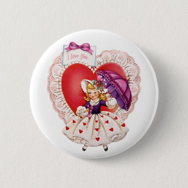 Chapa Redonda De 5 Cm Botones Vintage Valentine (Anverso)