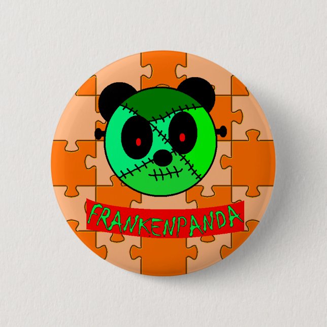 Chapa Redonda De 5 Cm ¡Botones y regalos de Frankenpanda Halloween! (Anverso)