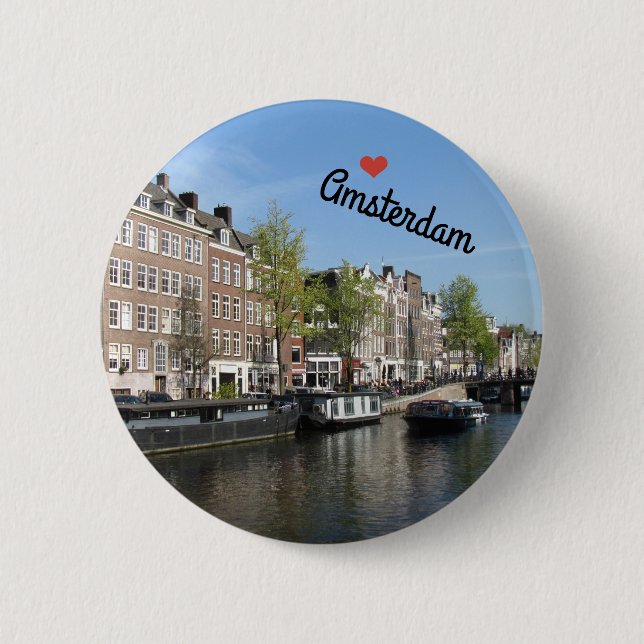 Chapa Redonda De 5 Cm Botton / Pin ~ Amsterdam, Netherlands (Anverso)