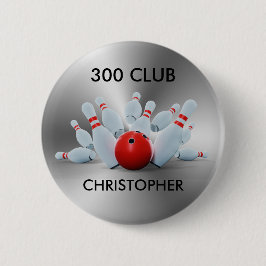 Chapa Redonda De 5 Cm Bowling 300 Club 10 Pin Personalizado