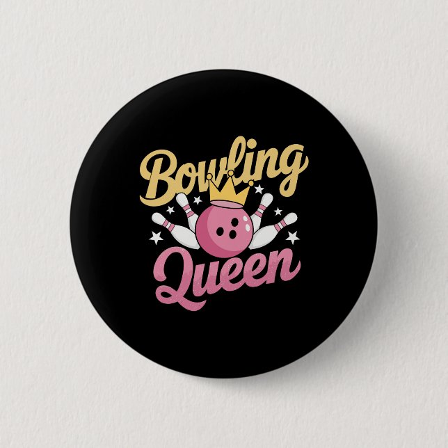 Chapa Redonda De 5 Cm Bowling Queen Bowler Funny Bowling (Anverso)