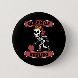 Chapa Redonda De 5 Cm Bowling Skeleton Team League - Alley Bowler Queen