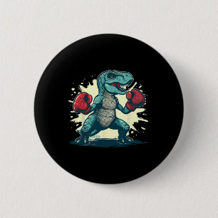 Chapa Redonda De 5 Cm Boxeador de dinosaurios boxeador T-rex Kickboxing