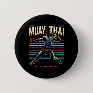 Chapa Redonda De 5 Cm Boxeador de Muay Thai Tailandia Mma Vintage 