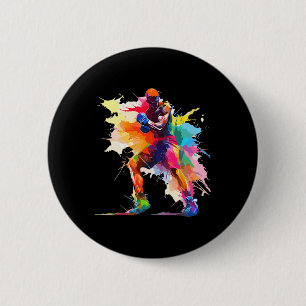 Chapa Redonda De 5 Cm Boxeador Hombre Boxeo Pintura Salpicadura Kickboxe