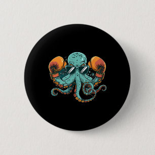 Chapa Redonda De 5 Cm Boxeador Octopus Lover Ocean Sea Creature Boxin Fu