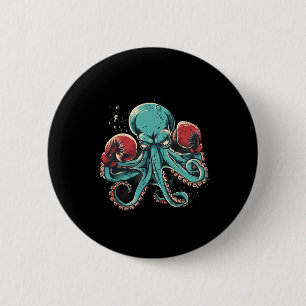 Chapa Redonda De 5 Cm Boxeador Octopus Lover Ocean Sea Creature Kickboxi