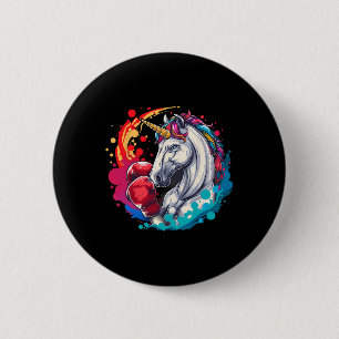Chapa Redonda De 5 Cm Boxeador Unicornio Con Guantes De Boxeo Gracioso