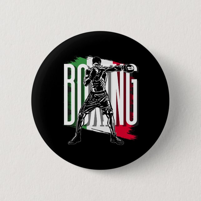 Chapa Redonda De 5 Cm Boxeo , Bandera de México (Anverso)
