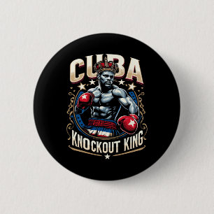 Chapa Redonda De 5 Cm Boxeo cubano knockout Corona Rey Cuba
